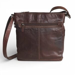 Jack Georges Leather Crossbody Bag Voyager Brown